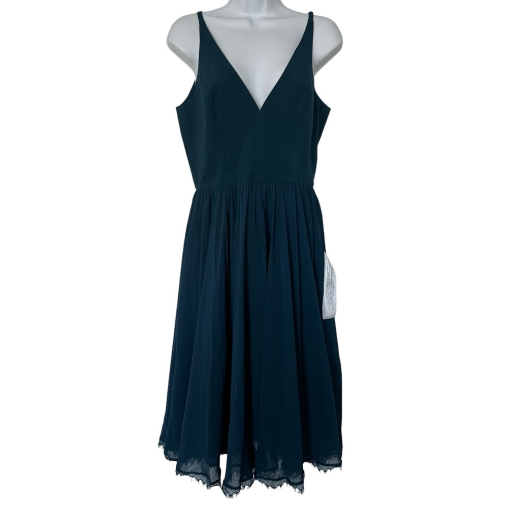 Dress The Population Alicia Mixed Media Midi A-Line Dress Size M